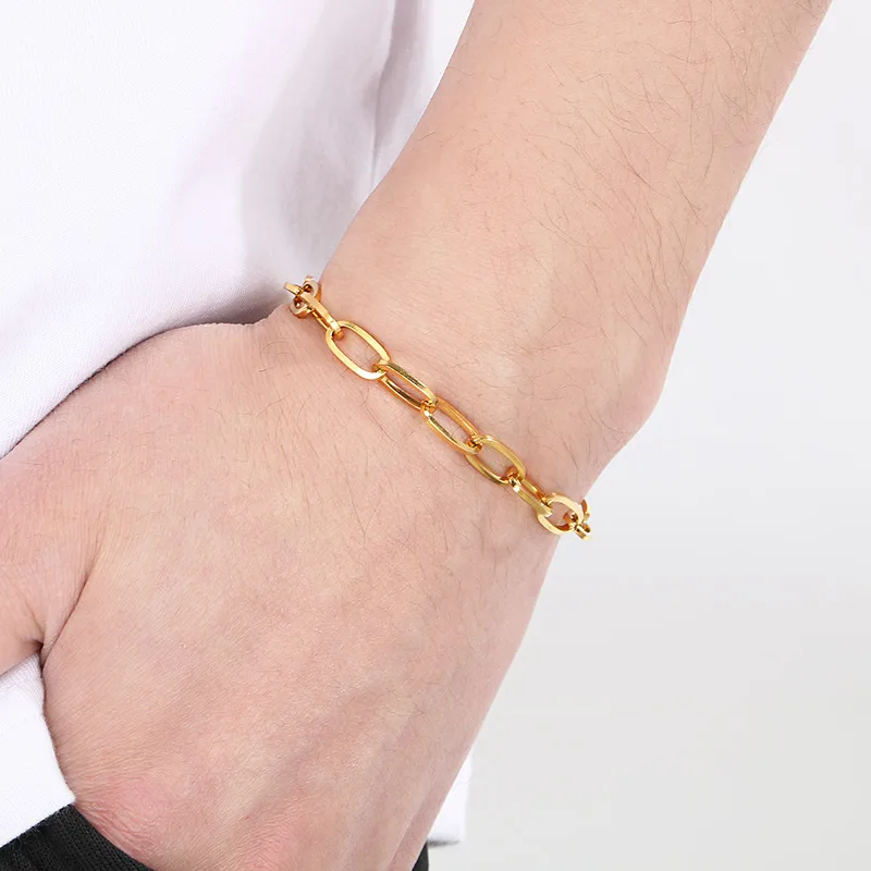 Simple Style Oval 304 Stainless Steel 18K Gold Plated Unisex Bracelets display picture 12