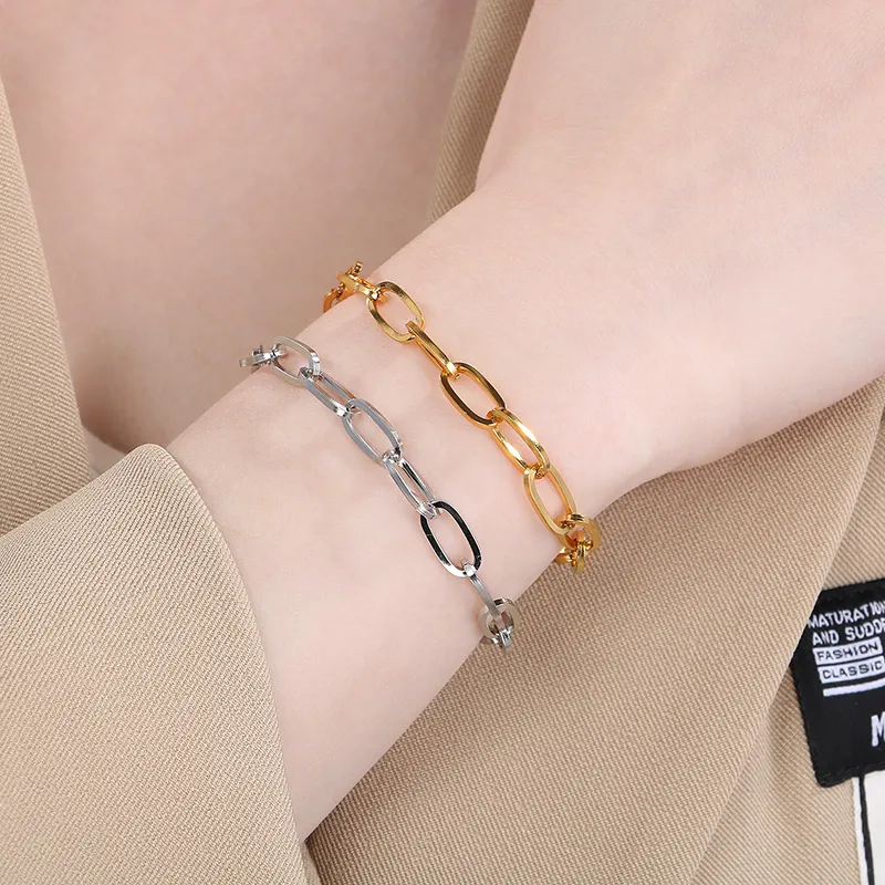 Simple Style Oval 304 Stainless Steel 18K Gold Plated Unisex Bracelets display picture 14