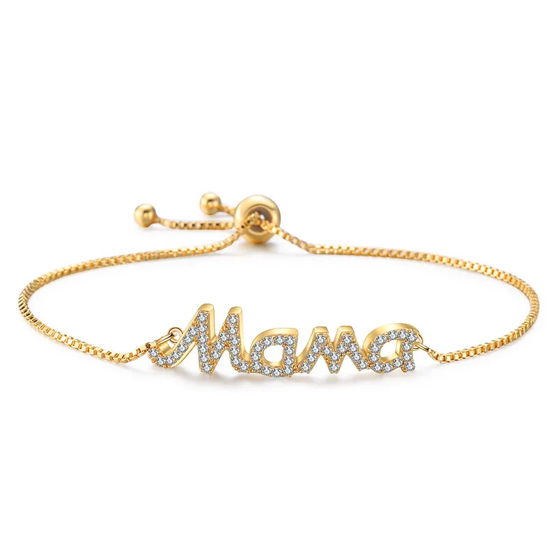 Casual Modern Style Simple Style Letter Alloy Rhinestone Mother'S Day Women's Bracelets display picture 4