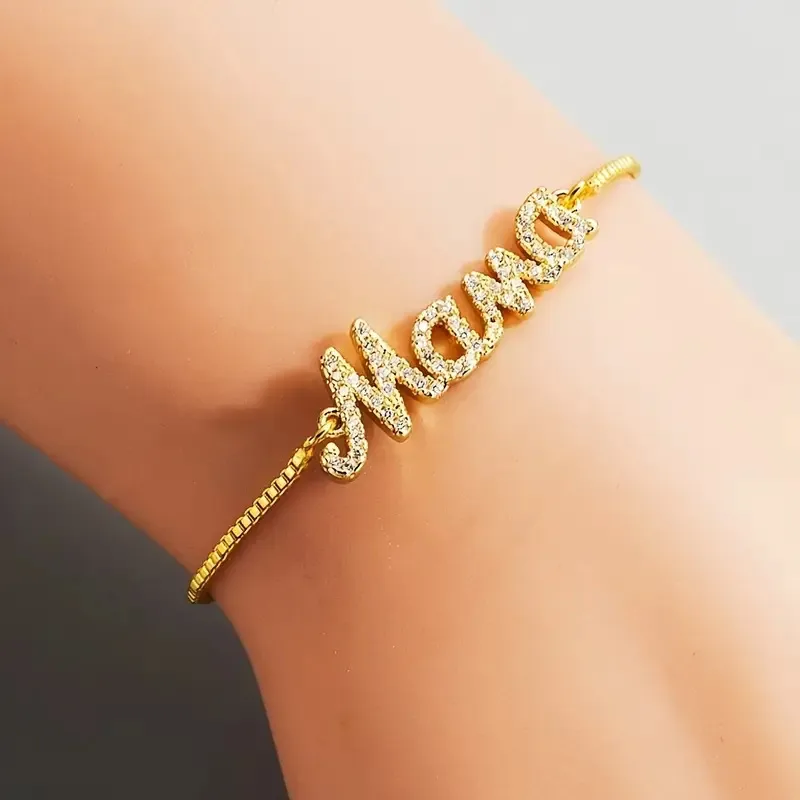 Casual Modern Style Simple Style Letter Alloy Rhinestone Mother'S Day Women's Bracelets display picture 6