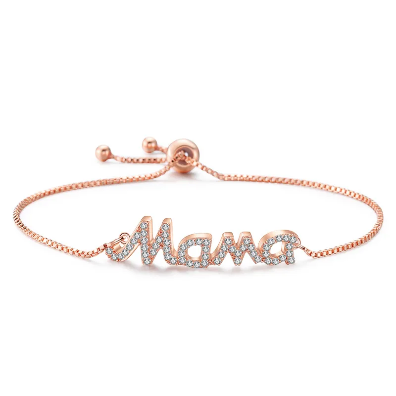 Casual Modern Style Simple Style Letter Alloy Rhinestone Mother'S Day Women's Bracelets display picture 2