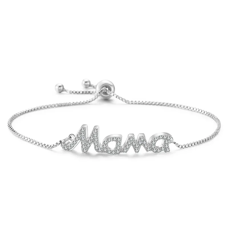 Casual Modern Style Simple Style Letter Alloy Rhinestone Mother'S Day Women's Bracelets display picture 1