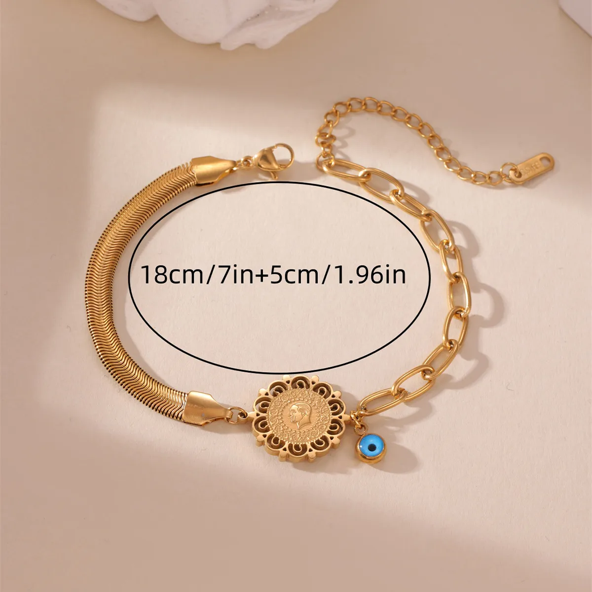Casual Vintage Style Four Leaf Clover Devil's Eye 304 Stainless Steel 18K Gold Plated Paperclip Chain Snake Chain Bracelets In Bulk display picture 5