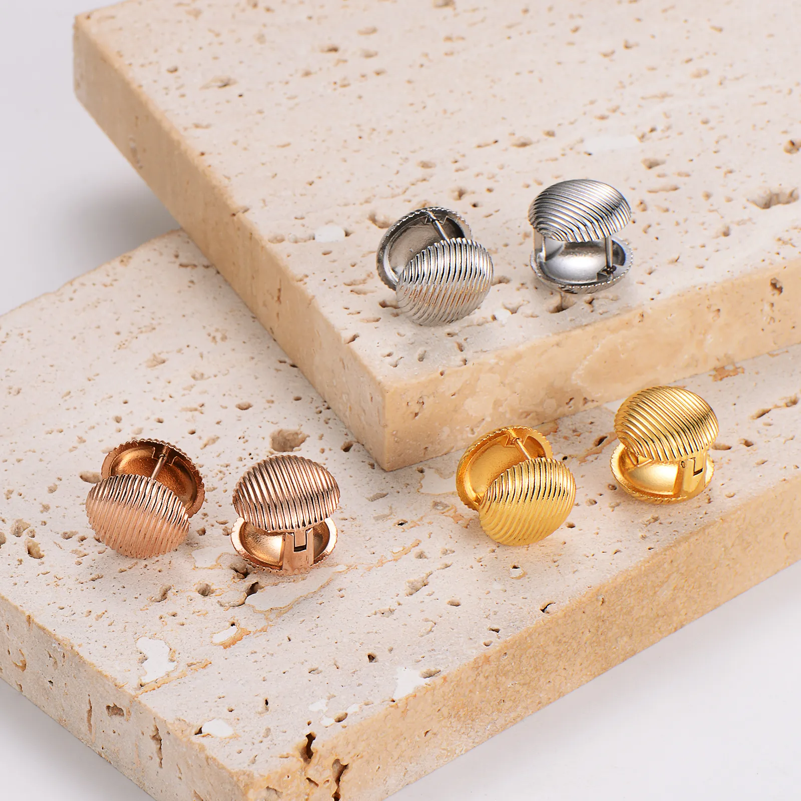 1 Pair Hip-Hop Retro Simple Style Round 304 Stainless Steel Ear Studs display picture 8