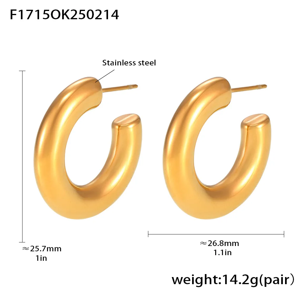 Elegant Luxurious Vacation C Shape Plating 304 Stainless Steel 18K Gold Plated Earrings display picture 1