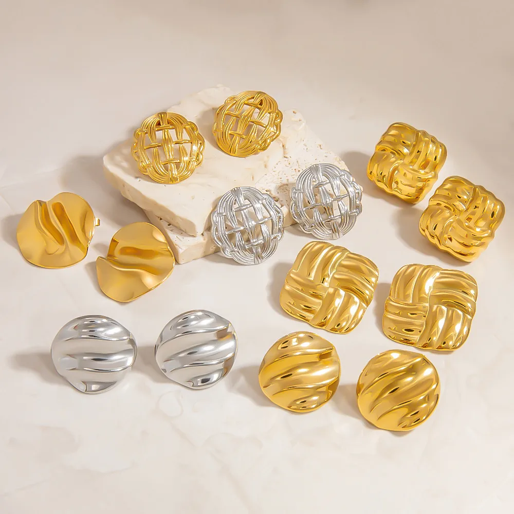 1 Pair Vintage Style Classic Style Irregular 304 Stainless Steel Ear Studs display picture 12