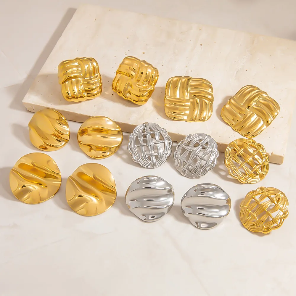 1 Pair Vintage Style Classic Style Irregular 304 Stainless Steel Ear Studs display picture 13