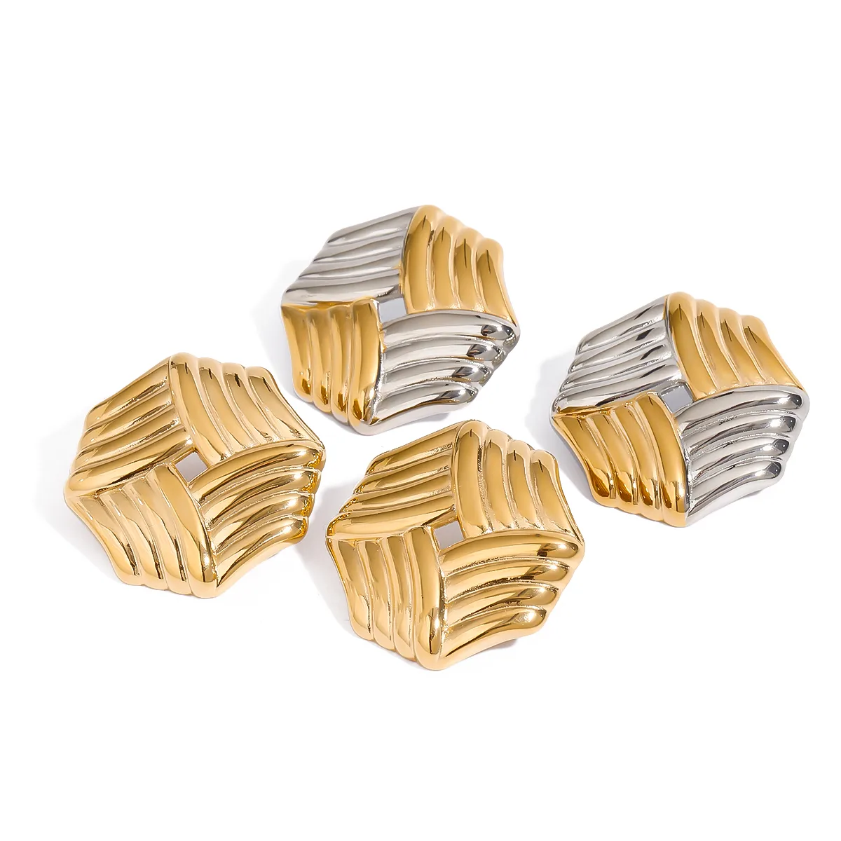 1 Pair Modern Style Geometric Mixed Metal 304 Stainless Steel Ear Studs display picture 5
