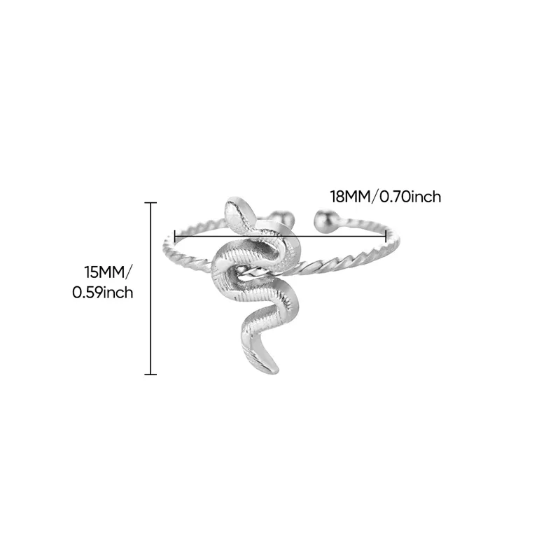 Hip-Hop Exaggerated Snake 304 Stainless Steel Unisex Open Rings display picture 5