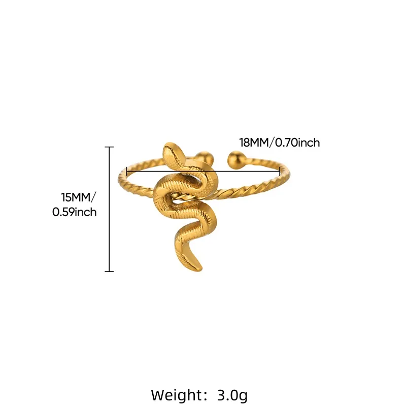 Hip-Hop Exaggerated Snake 304 Stainless Steel Unisex Open Rings display picture 4