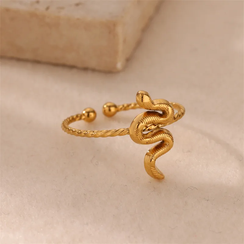 Hip-Hop Exaggerated Snake 304 Stainless Steel Unisex Open Rings display picture 1