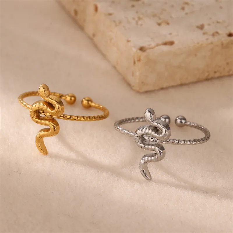 Hip-Hop Exaggerated Snake 304 Stainless Steel Unisex Open Rings display picture 7