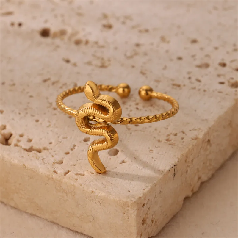 Hip-Hop Exaggerated Snake 304 Stainless Steel Unisex Open Rings display picture 6