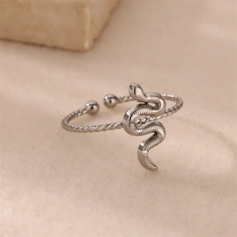 Hip-Hop Exaggerated Snake 304 Stainless Steel Unisex Open Rings display picture 2