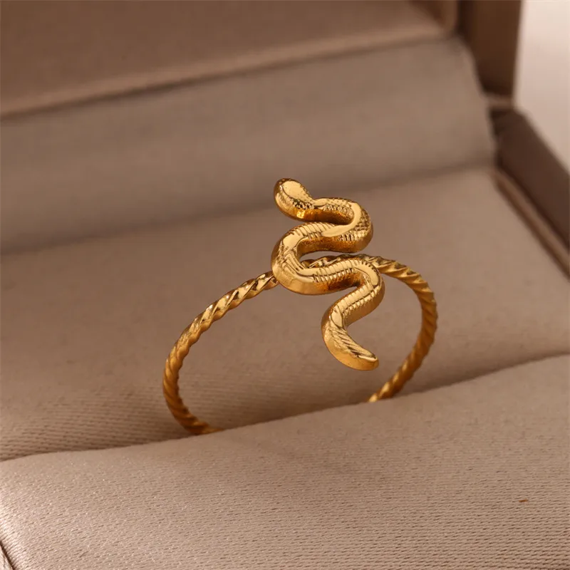 Hip-Hop Exaggerated Snake 304 Stainless Steel Unisex Open Rings display picture 3