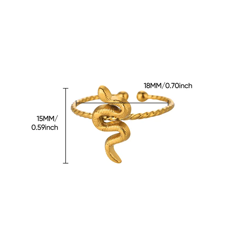 Hip-Hop Exaggerated Snake 304 Stainless Steel Unisex Open Rings display picture 8