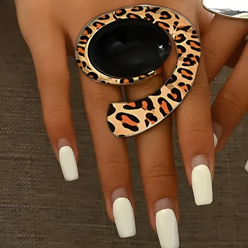 Vintage Style Simple Style Geometric Leopard Arylic Iron Women's Rings display picture 4