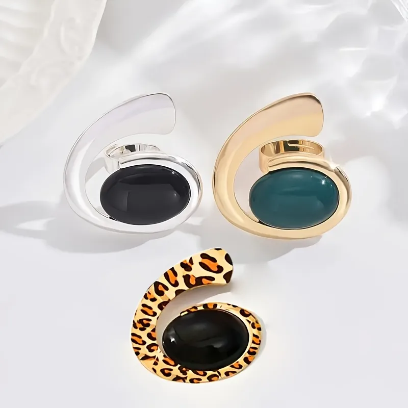 Vintage Style Simple Style Geometric Leopard Arylic Iron Women's Rings display picture 2