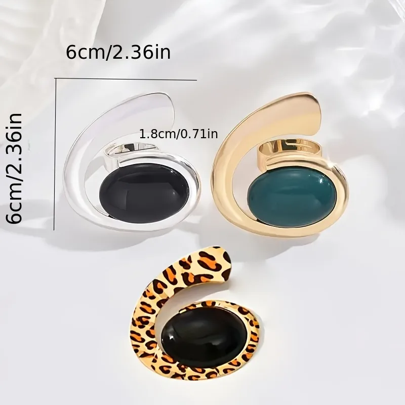 Vintage Style Simple Style Geometric Leopard Arylic Iron Women's Rings display picture 5