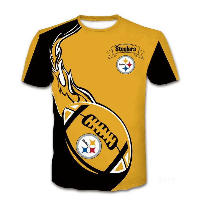 Men's Letter Color Block Football Casual Round Neck Short Sleeve Loose Men's T-shirt display picture 3