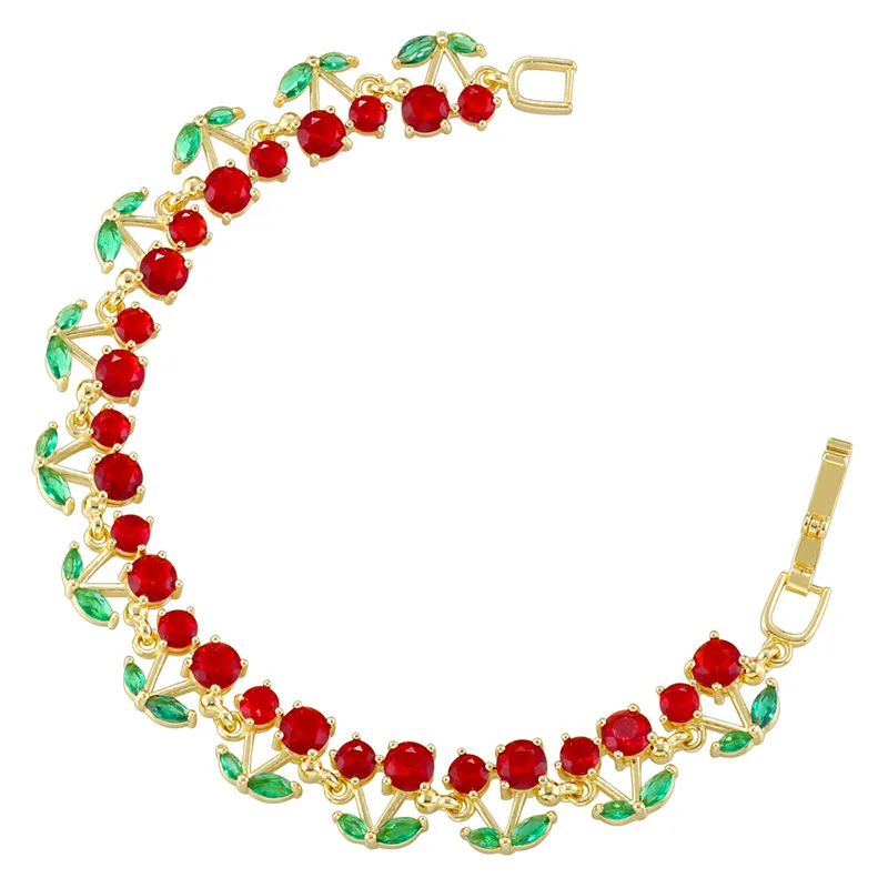 Elegant Luxurious Shiny Cherry Copper Plating Inlay Shell Pearls Zircon 18K Gold Plated Women's Bracelets display picture 11