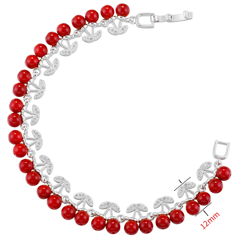 Elegant Luxurious Shiny Cherry Copper Plating Inlay Shell Pearls Zircon 18K Gold Plated Women's Bracelets display picture 12