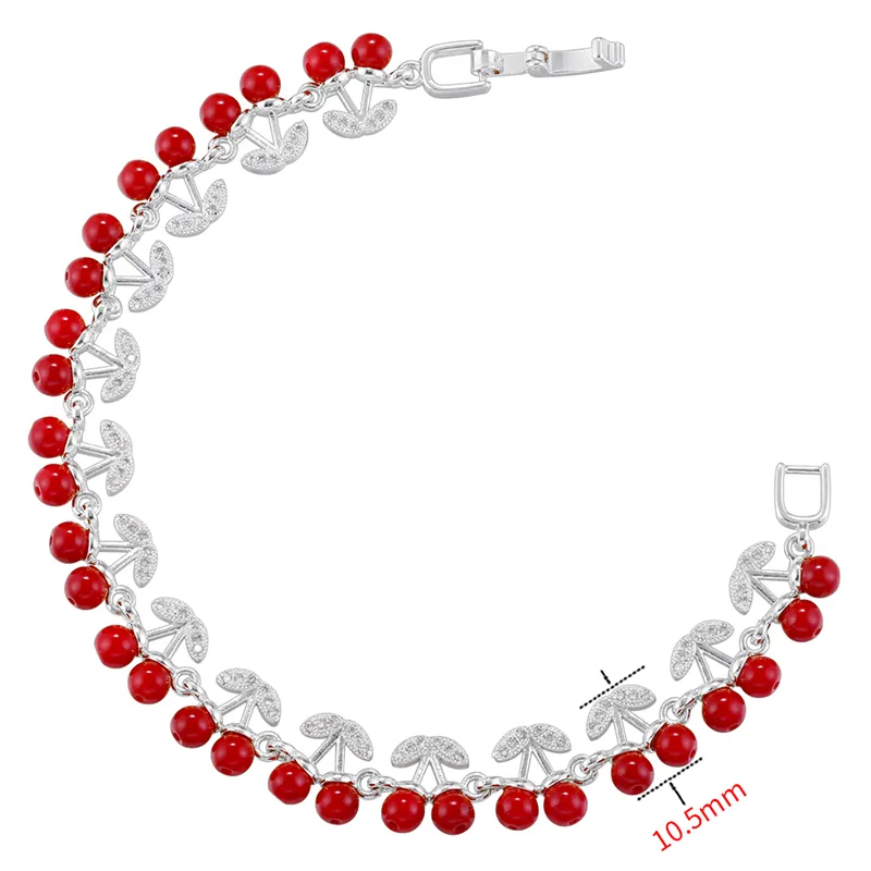 Elegant Luxurious Shiny Cherry Copper Plating Inlay Shell Pearls Zircon 18K Gold Plated Women's Bracelets display picture 6