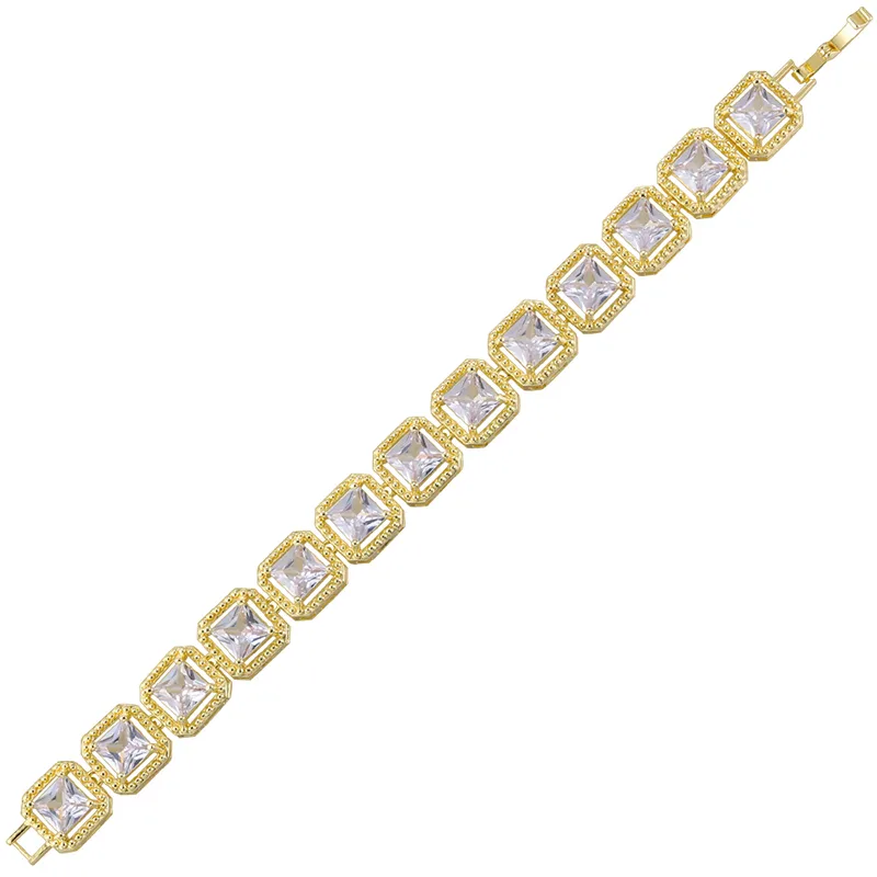 Elegant Luxurious Shiny Geometric Copper Plating Inlay Zircon 18K Gold Plated Women's Bracelets display picture 3