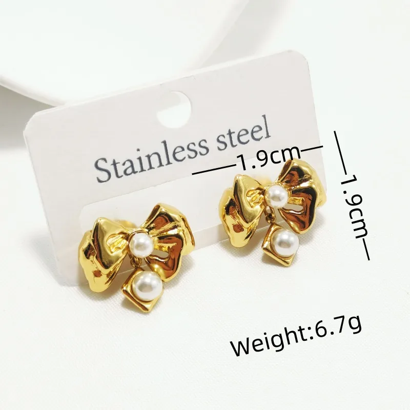 1 Pair Elegant Luxurious Bow Knot 304 Stainless Steel Rhinestone 18K Gold Plated Ear Studs display picture 5