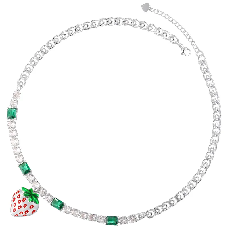 Elegant Luxurious Shiny Strawberry Copper Enamel Plating Inlay Zircon 18K Gold Plated Women's Jewelry Set display picture 6