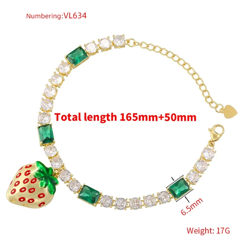 Elegant Luxurious Shiny Strawberry Copper Enamel Plating Inlay Zircon 18K Gold Plated Women's Jewelry Set display picture 3