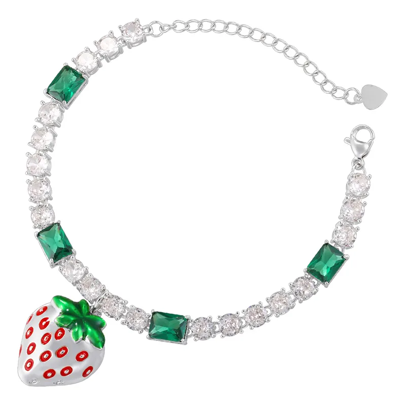Elegant Luxurious Shiny Strawberry Copper Enamel Plating Inlay Zircon 18K Gold Plated Women's Jewelry Set display picture 8