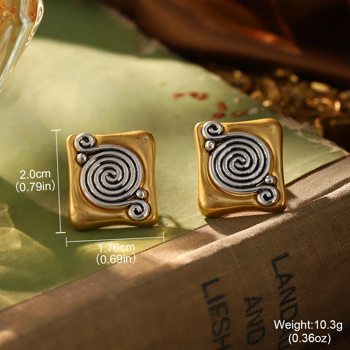 Classical Retro Geometric Brass Women's Rings Earrings display picture 4