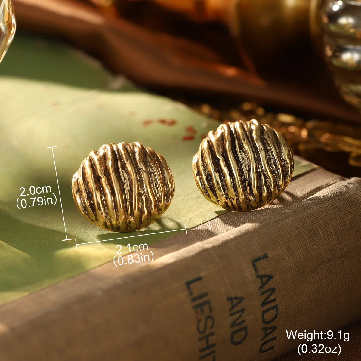 Classical Retro Geometric Brass Women's Rings Earrings display picture 11