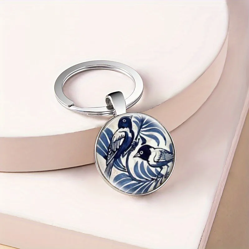 Retro Commute Bird Alloy Glass Unisex Bag Pendant Keychain display picture 1