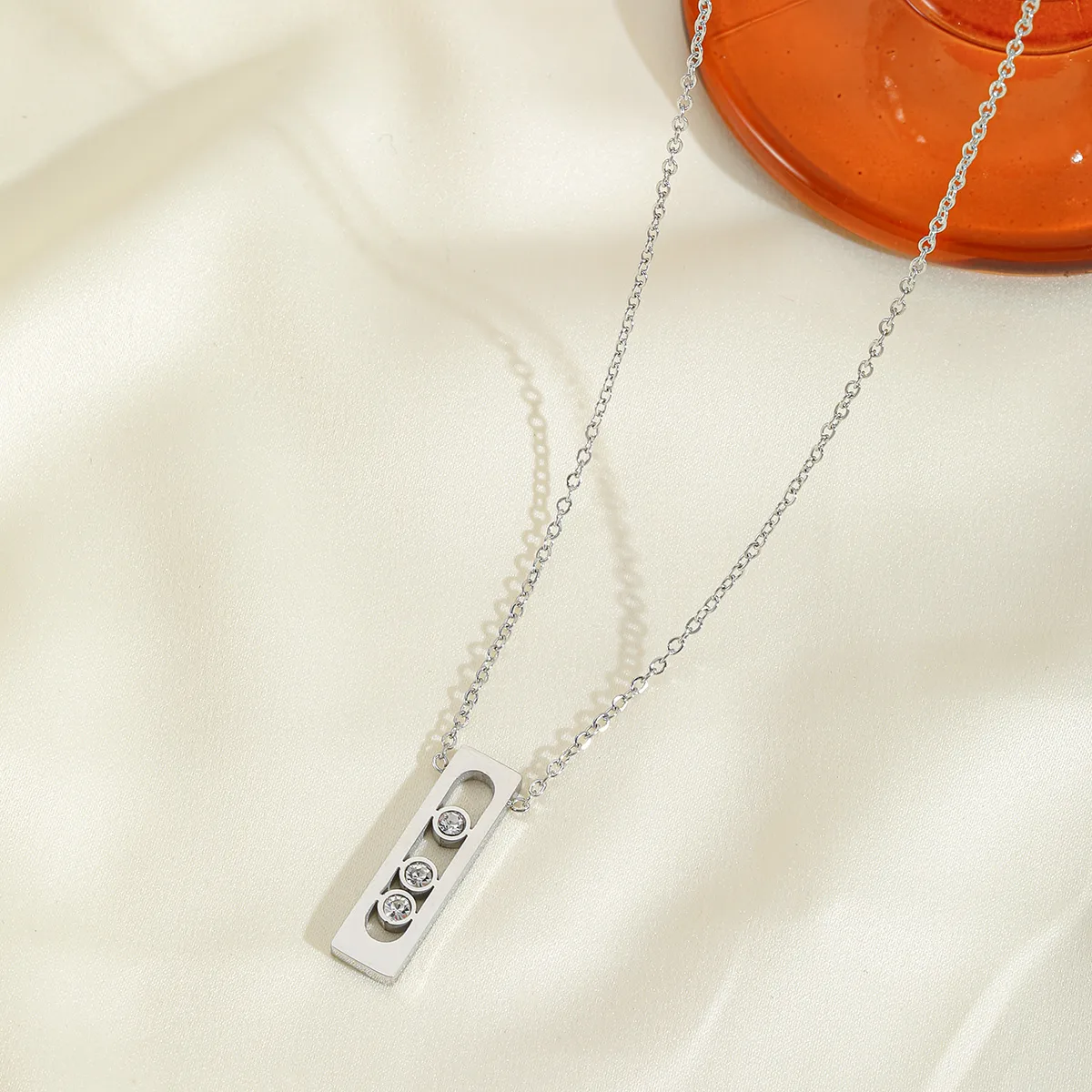 Casual Commute Geometric Rectangle 316 Stainless Steel  Plating Inlay Zircon 18K Gold Plated Women's Pendant Necklace display picture 2