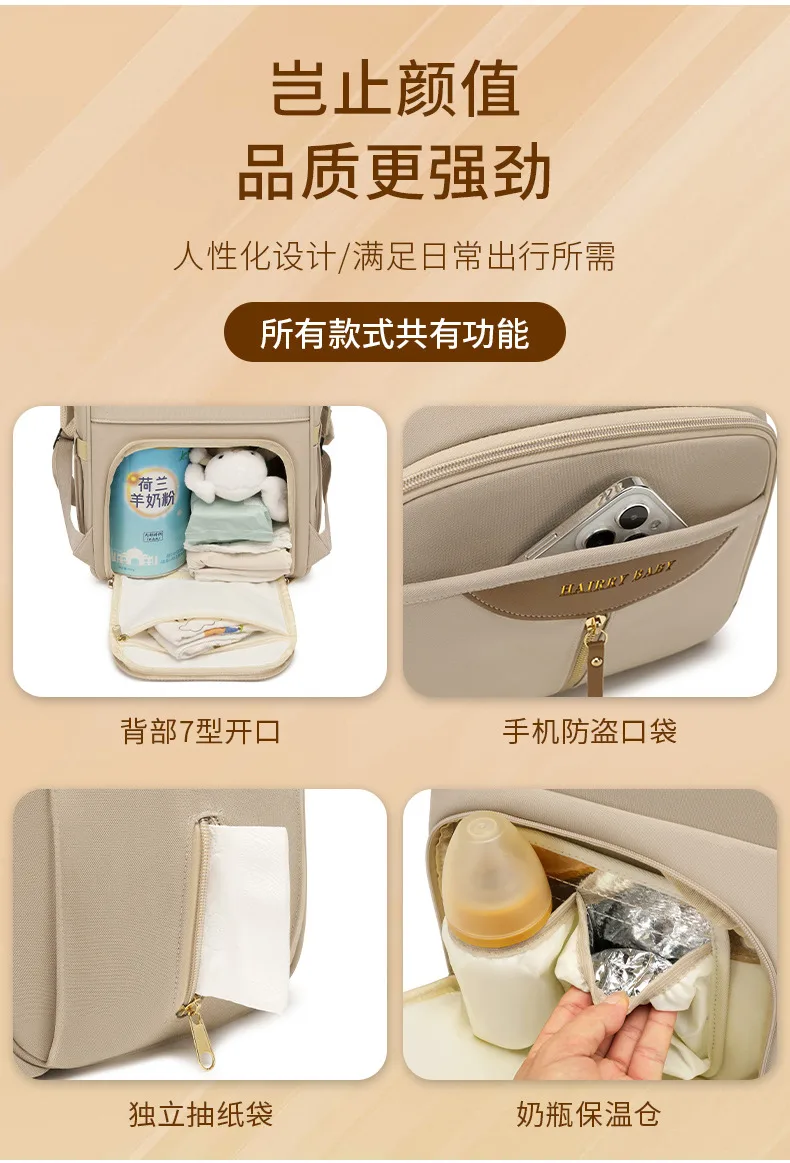Portable Baby Diaper Bag  Large Capacity Out-of-Home Storage Bag Independent Milk Warehouse Multi-Compartment Mummy Backpack display picture 4