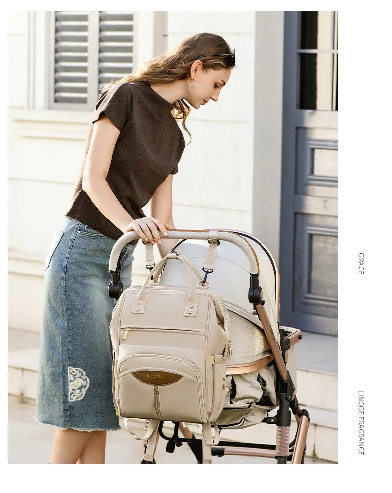 Portable Baby Diaper Bag  Large Capacity Out-of-Home Storage Bag Independent Milk Warehouse Multi-Compartment Mummy Backpack display picture 18