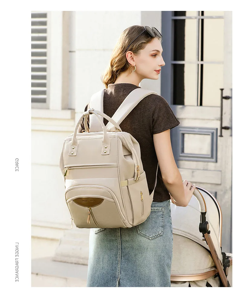 Portable Baby Diaper Bag  Large Capacity Out-of-Home Storage Bag Independent Milk Warehouse Multi-Compartment Mummy Backpack display picture 19