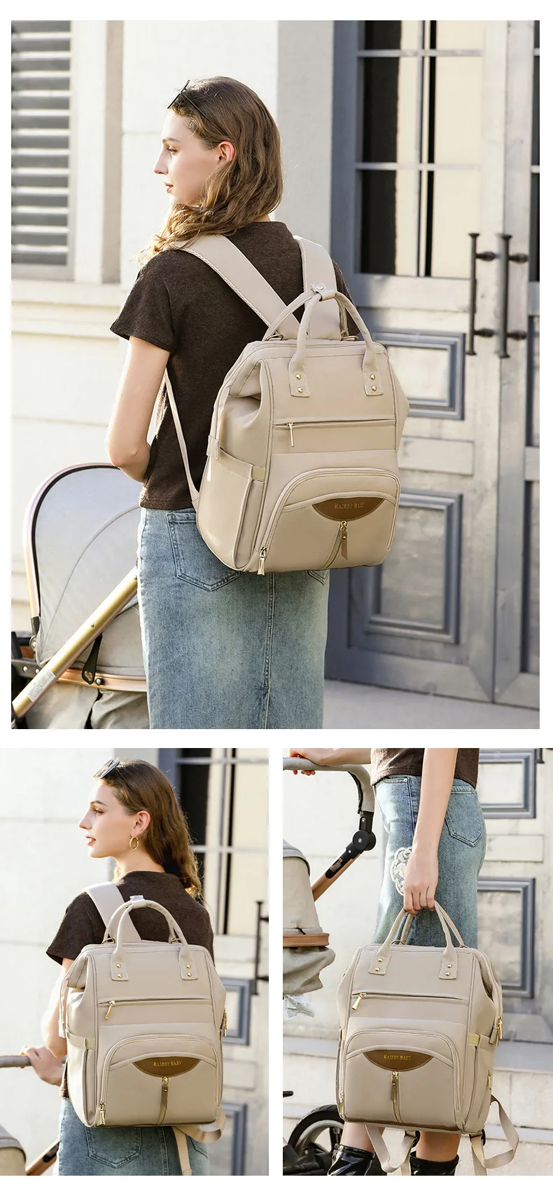 Portable Baby Diaper Bag  Large Capacity Out-of-Home Storage Bag Independent Milk Warehouse Multi-Compartment Mummy Backpack display picture 20