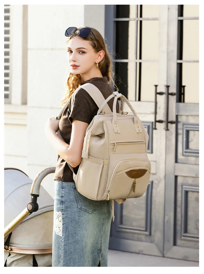 Portable Baby Diaper Bag  Large Capacity Out-of-Home Storage Bag Independent Milk Warehouse Multi-Compartment Mummy Backpack display picture 21