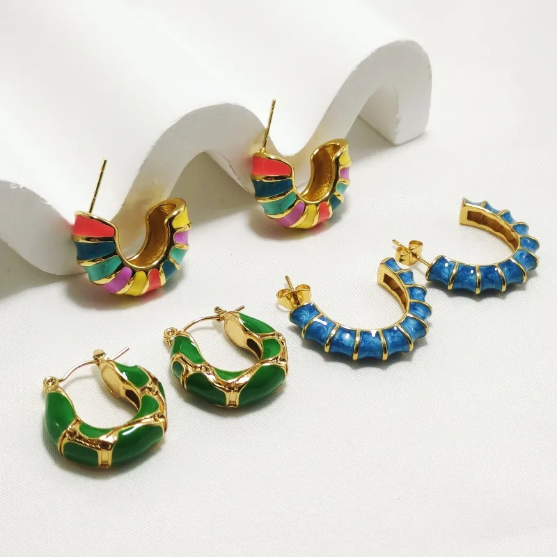 1 Pair Elegant Retro Geometric 304 Stainless Steel 18K Gold Plated Ear Studs display picture 1