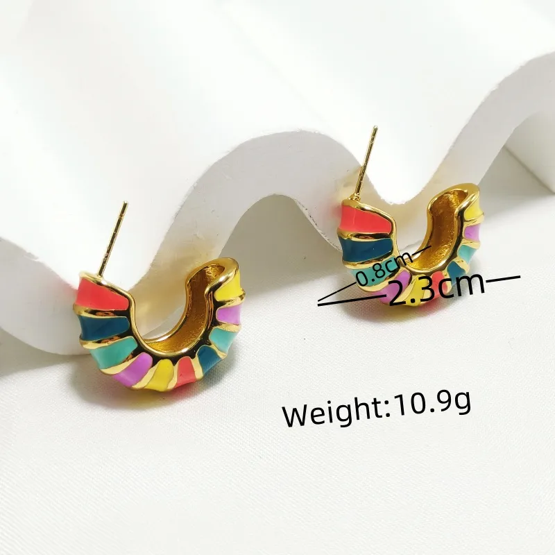 1 Pair Elegant Retro Geometric 304 Stainless Steel 18K Gold Plated Ear Studs display picture 5