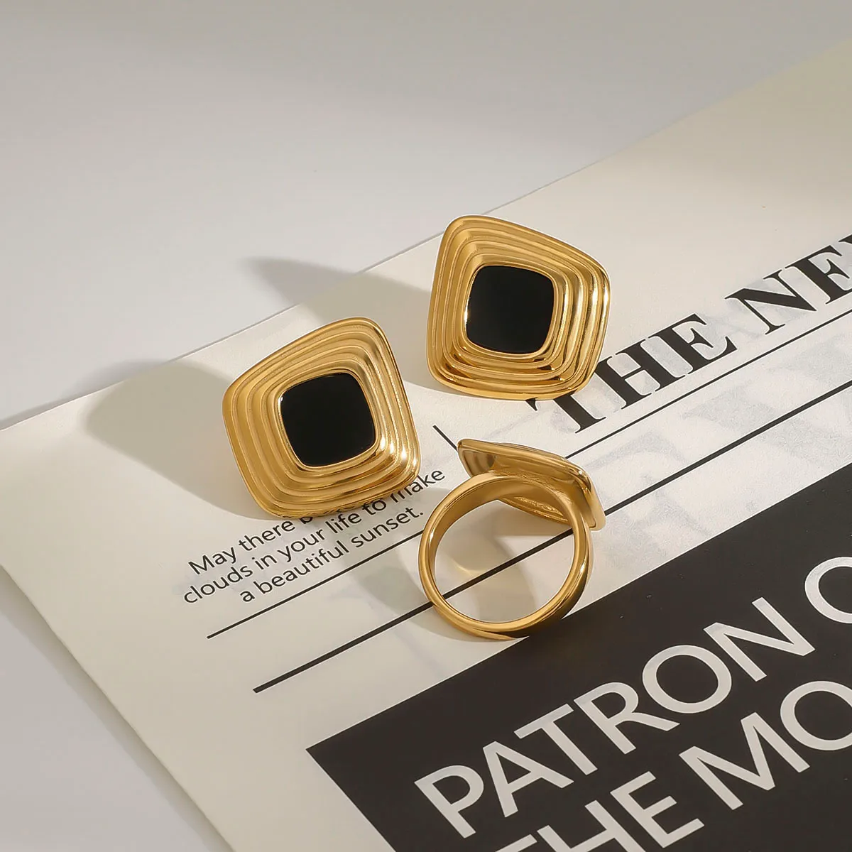 Modern Style Geometric 304 Stainless Steel Women's Rings Earrings display picture 2