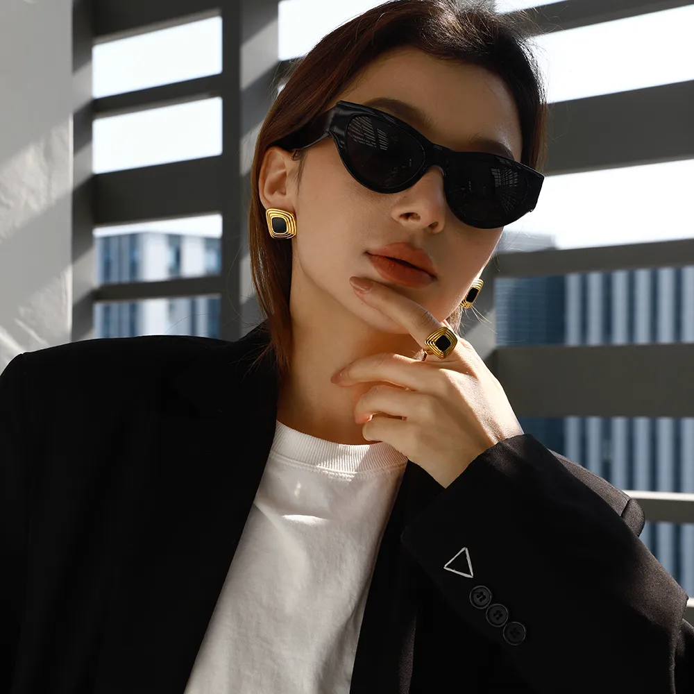 Modern Style Geometric 304 Stainless Steel Women's Rings Earrings display picture 6