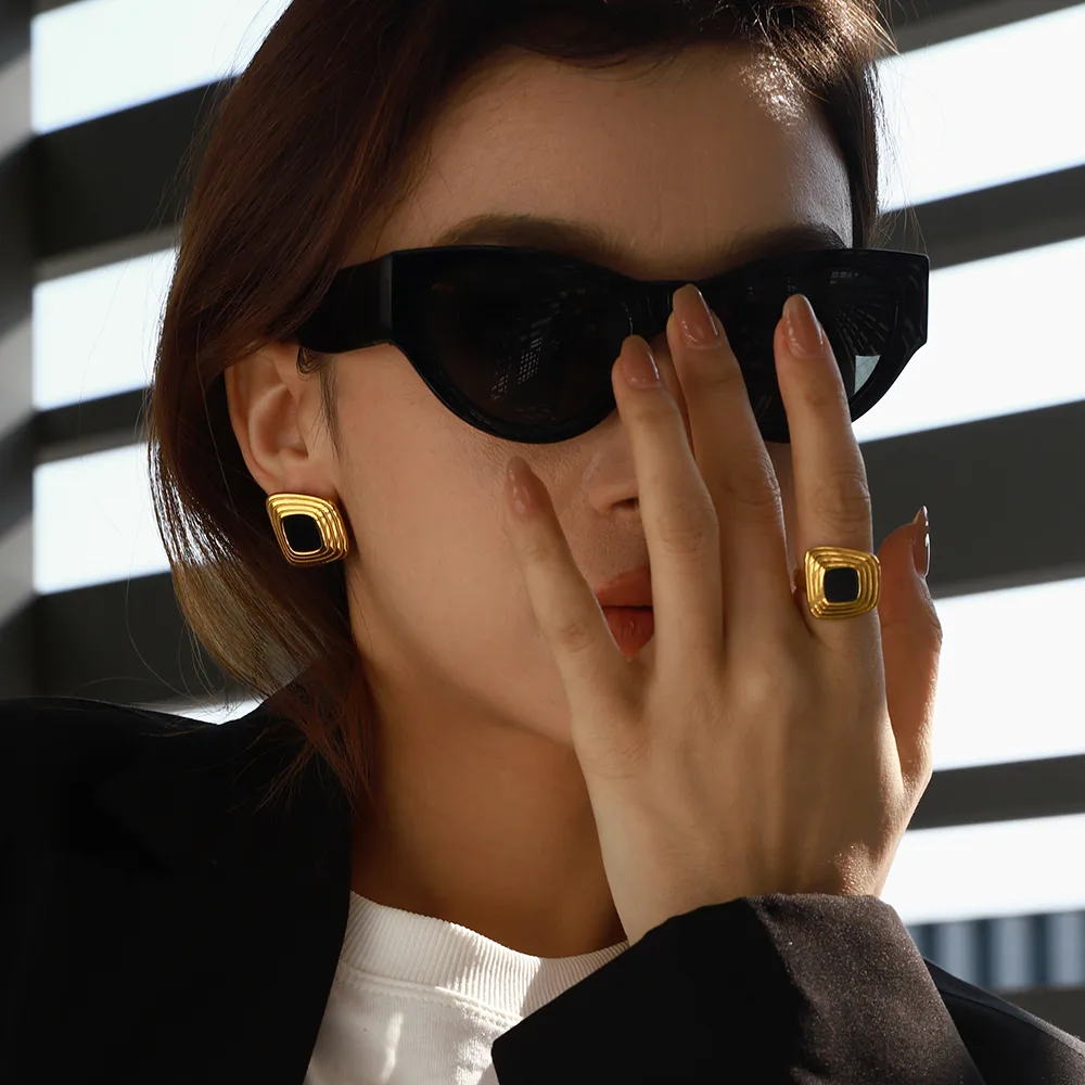 Modern Style Geometric 304 Stainless Steel Women's Rings Earrings display picture 9