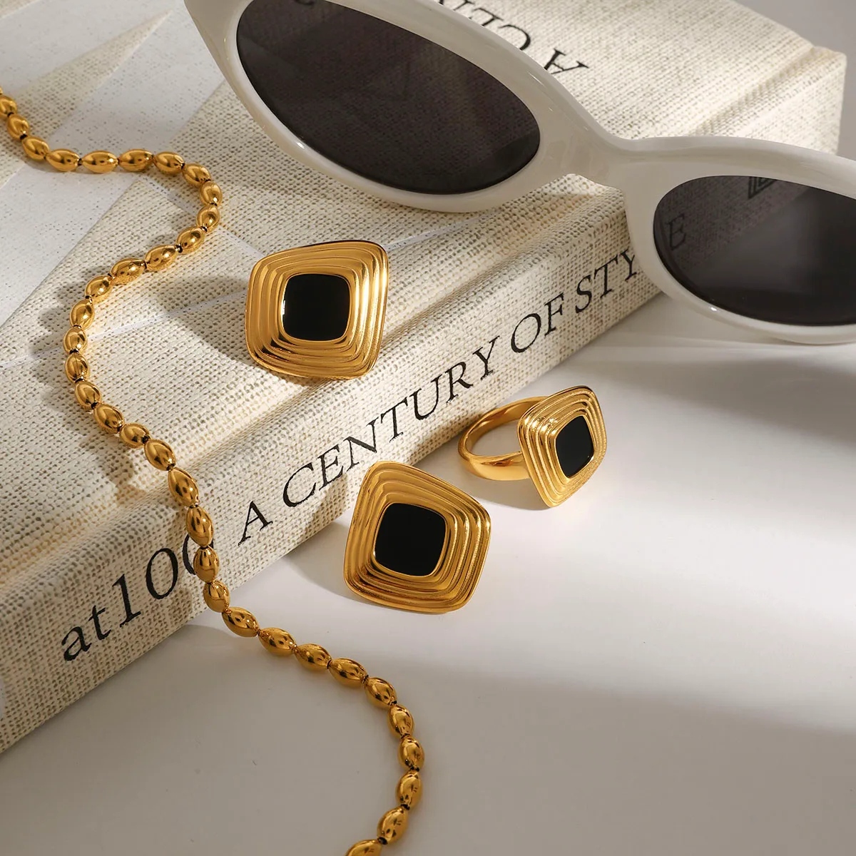 Modern Style Geometric 304 Stainless Steel Women's Rings Earrings display picture 10