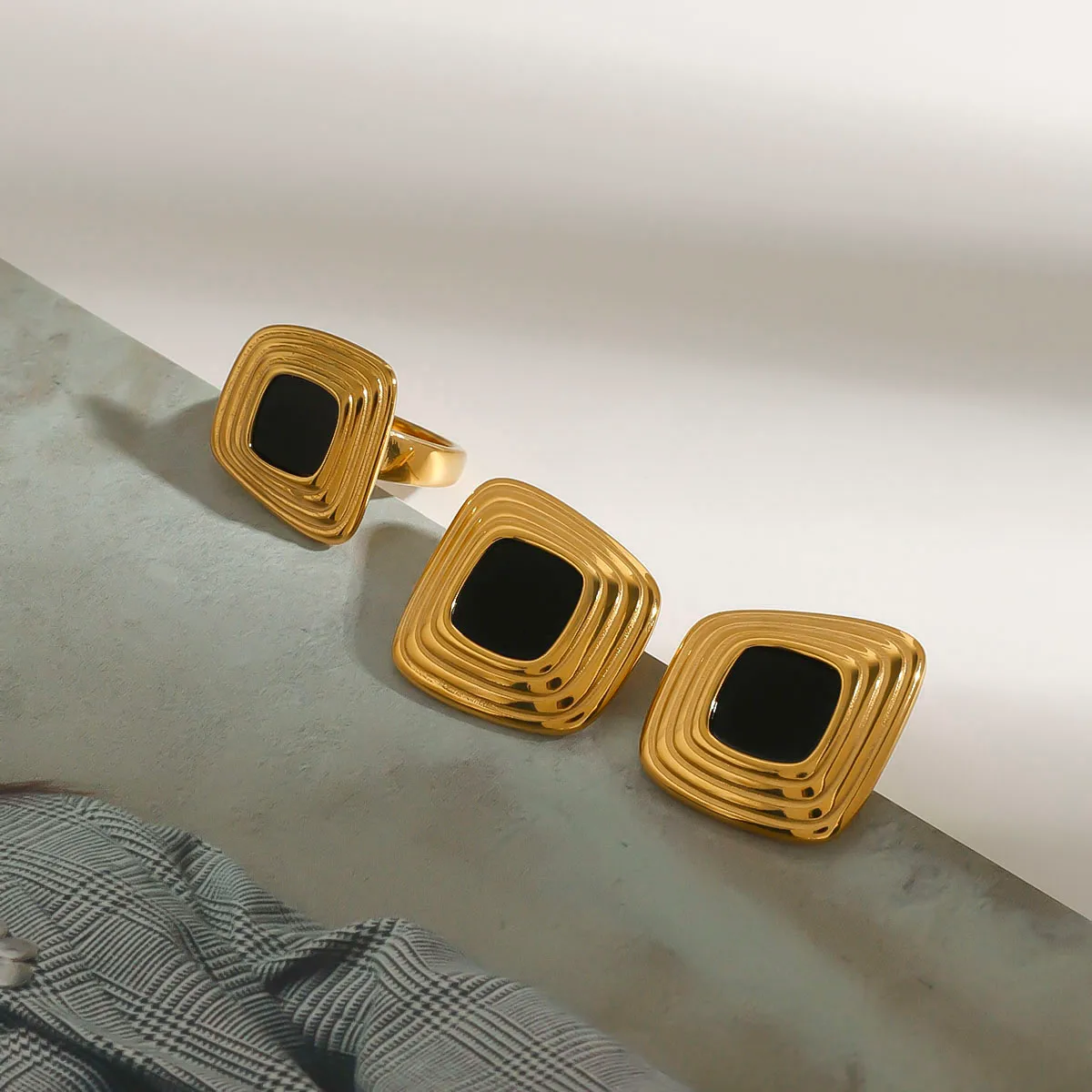 Modern Style Geometric 304 Stainless Steel Women's Rings Earrings display picture 3