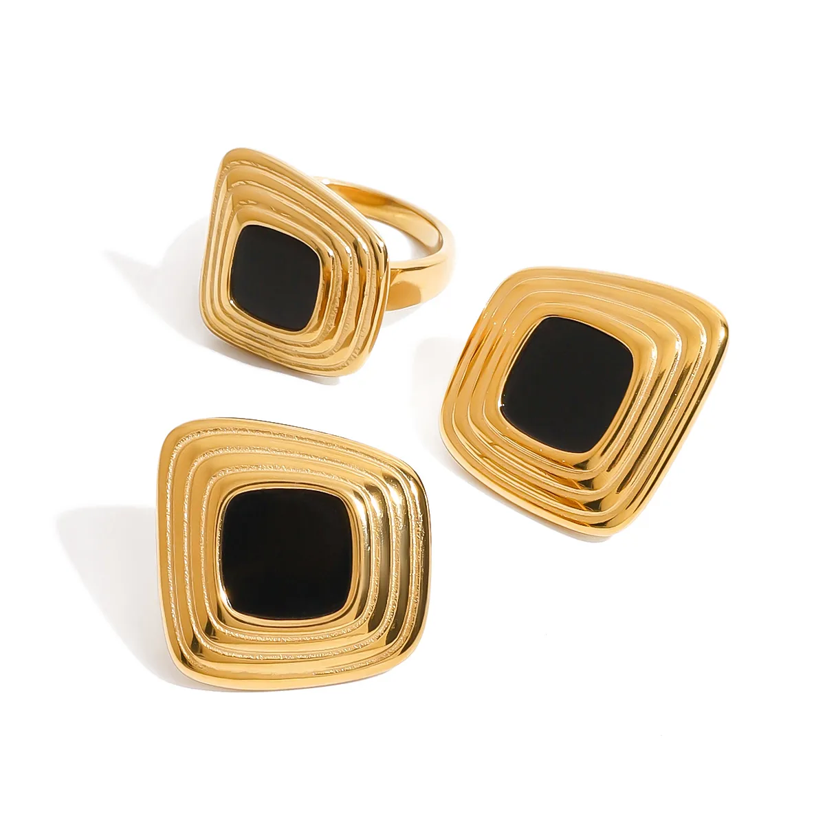 Modern Style Geometric 304 Stainless Steel Women's Rings Earrings display picture 4