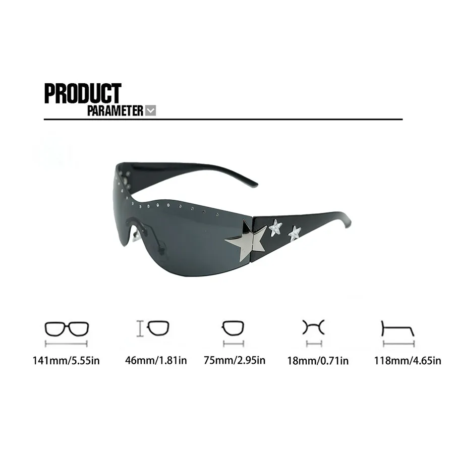 Y2K Cool Style Star Ac Special-Shaped Mirror Full Frame Glasses display picture 4